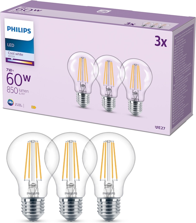 Produktbild Philips LED Classic (E27, 7 W, 850 lm, 3 x, E)