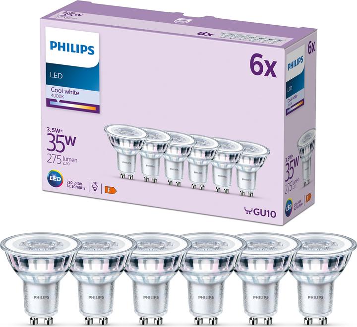 Produktbild Philips LED Classic (GU10, 3.50 W, 275 lm, 6 x, F)