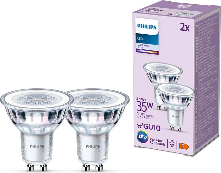 Produktbild Philips LED Classic (GU10, 3.50 W, 275 lm, 2 x, F)