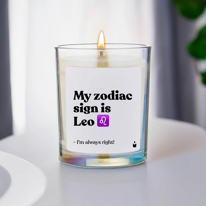 Productafbeelding Chatty Candles Duftkerze Woody My zodiac sign is Leo - I'm always right!