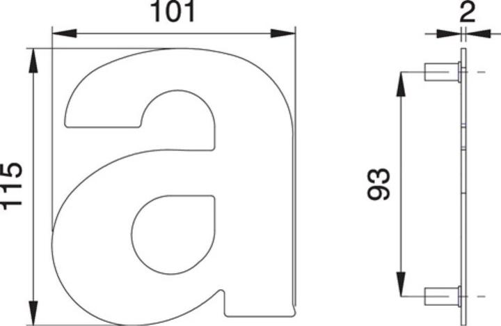Produktbild EDI Hausnummer Buchstabe a Edelstahl matt 114 mm Breite 101 mm