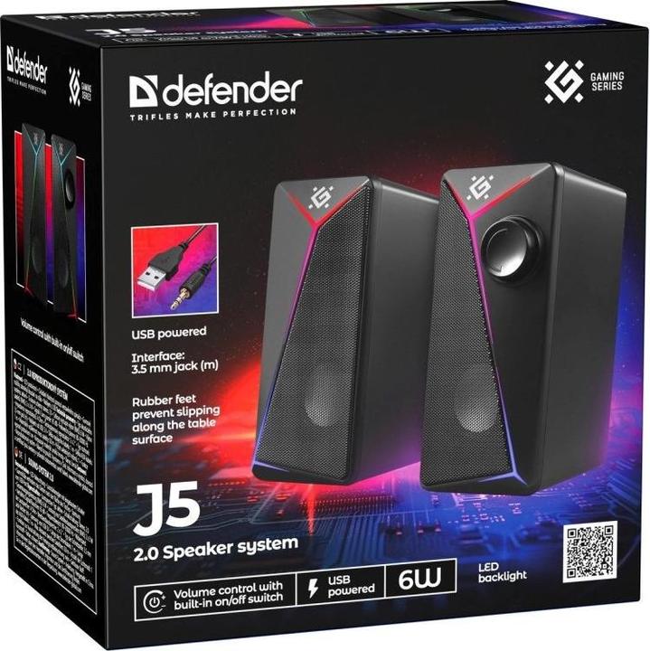 Image du produit Defender GLOSNIKI PC J5 2.0 6W LED USB CZARNE 65965