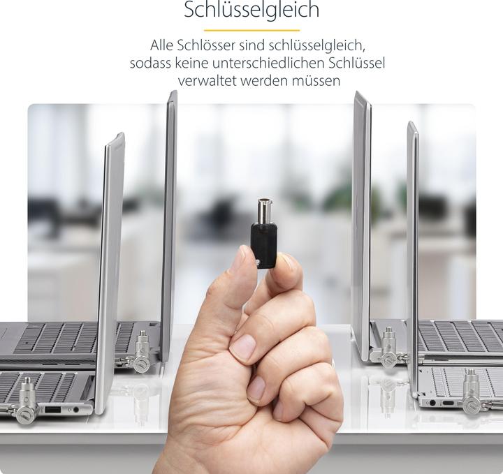 Productafbeelding StarTech com 25-pak Universele laptopsloten 6,6ft, gelijksluitende kabel met sleutel, veiligheidskabel