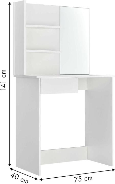Actual product image Modernhome Modern dressing table, large mirror and shelf (75 x 40 x 141 cm)