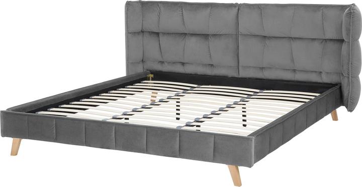 Produktbild Beliani Bett grau Samtstoff 180 x 200 cm SENLIS (180 x 200 cm)