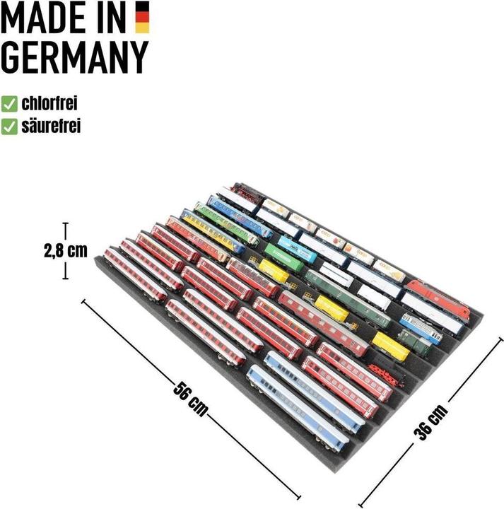 Produktbild Feldherr Zugliege Spur N für Modelleisenbahn, 10 Fächer Schaumstoff (Schaumstoff)