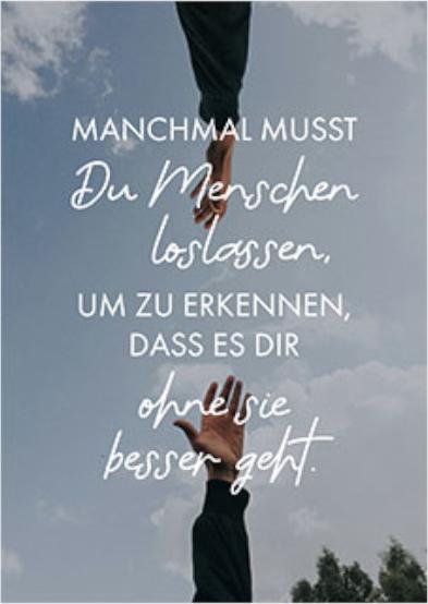 Anderskartig Postkarte Modern Times Manchmal musst Du Menschen loslassen
