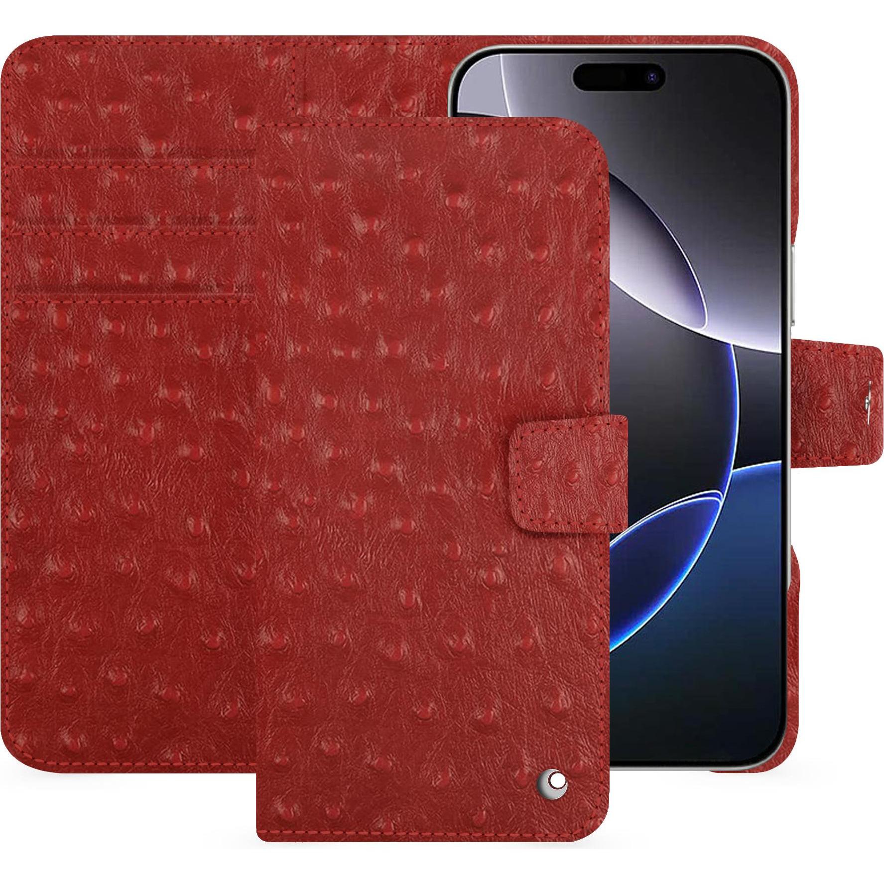 Noreve Lederschutzhülle Apple iPhone 16 Pro Max (Apple iPhone 16 Pro Max), Smartphone Hülle, Rot