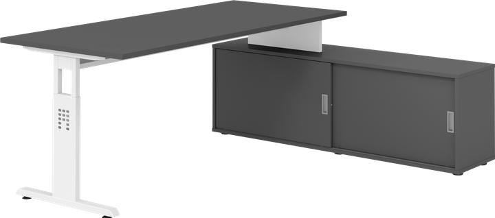 Hammerbacher Schreibtischkombi 180x80cm, Graphit/Weiss (180 x 80 x 52 cm)
