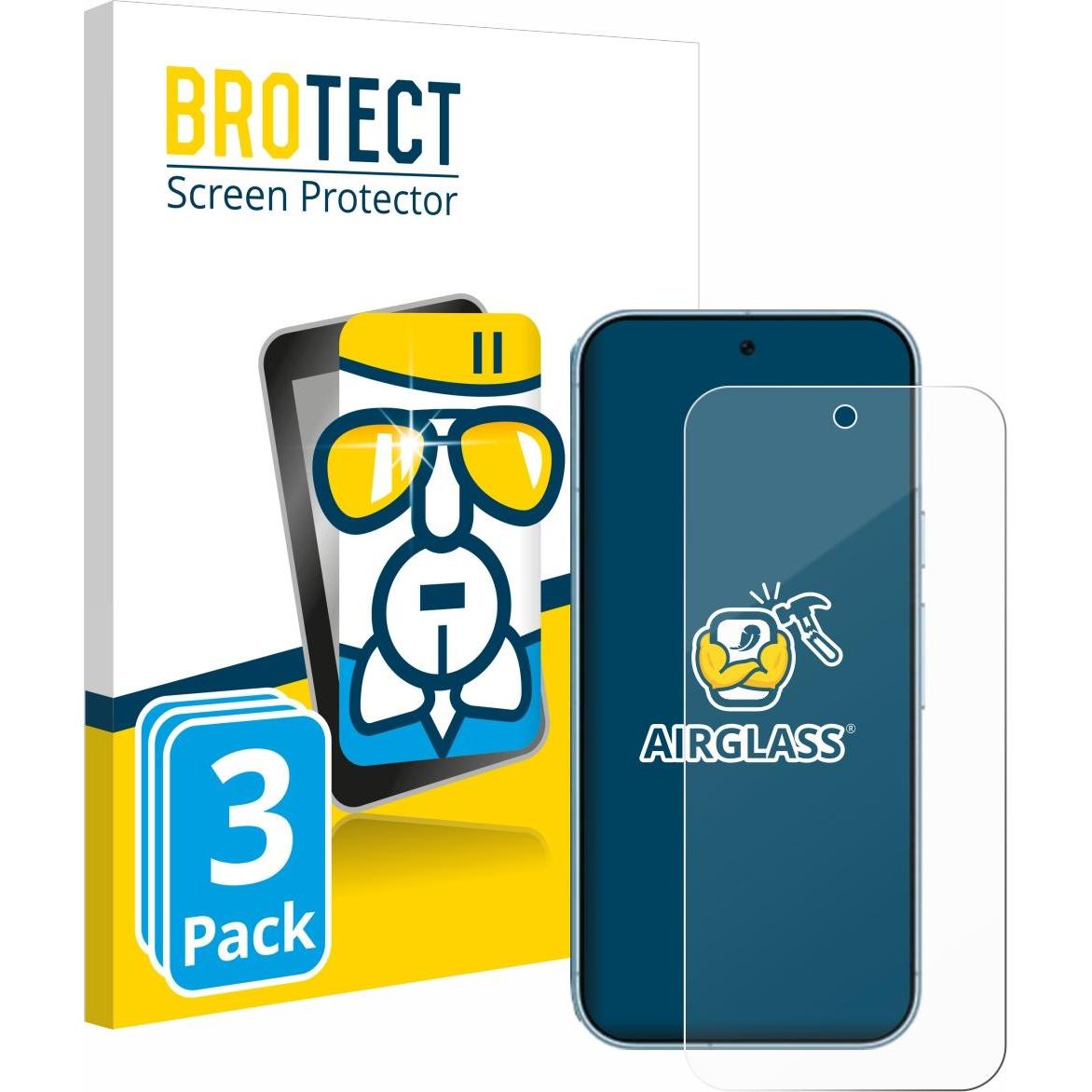 BROTECT Schutzglas Schutzfolie Glas Folie Displayschutz klar (3 Stück, Google Pixel 9 Pro), Smartphone Schutzfolie, Tran...