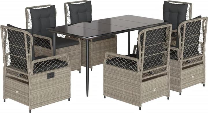 Image du produit vidaXL Meuble de jardin Ensemble de jardin 7pcs gris clair Poly rotin (160 cm)