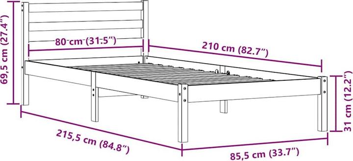 Image du produit vidaXL Einzelbettgestell (85.50 x 215.50 cm)