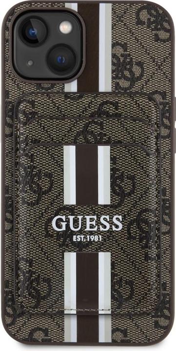 Image du produit Guess 4G Stripes case with Magsafe wallet for iPhone 15 brown (Apple iPhone 15)