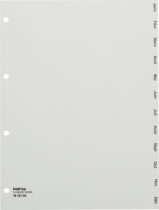 Image du produit Kolma Intercalaire A4 superstrong Jan-Déc (fr) 12 pcs. gris