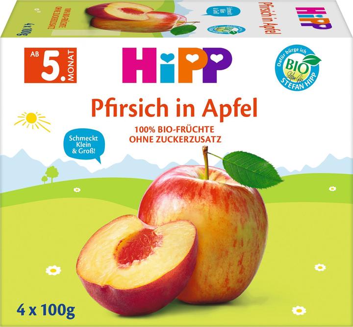 Hipp Organic Fruits in a Cup Peach in Apple, 4x100g (400 g)