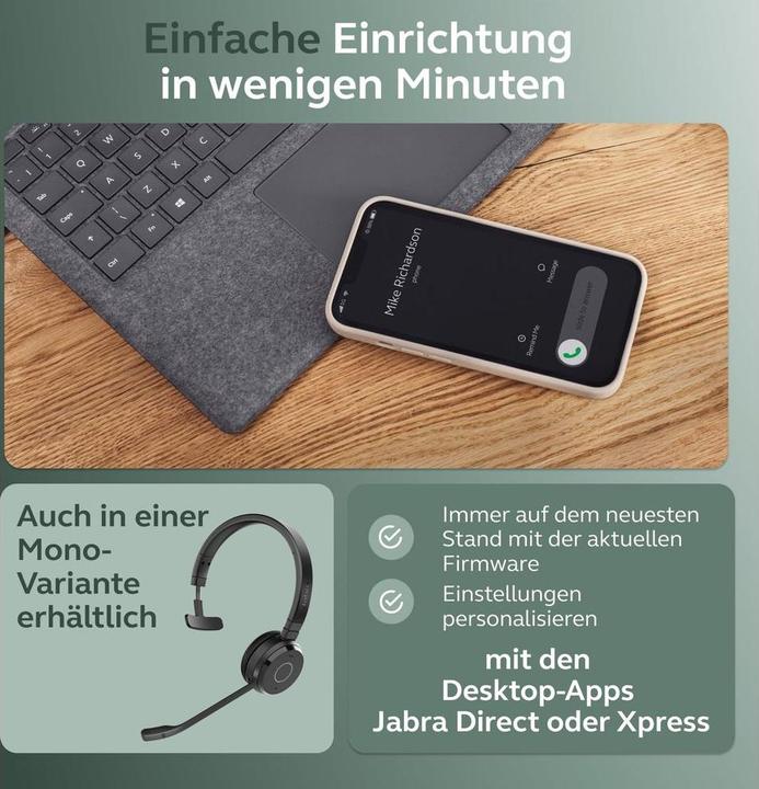 Actual product image Jabra Evolve 65 TE Stereo UC (Wireless, USB-A)