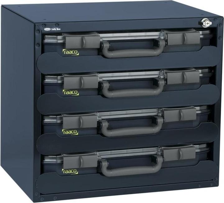 Produktbild Raaco SafeBox Assortimentsdozen - Stalen kast incl. 4 CarryLite 55 sorteerdozen