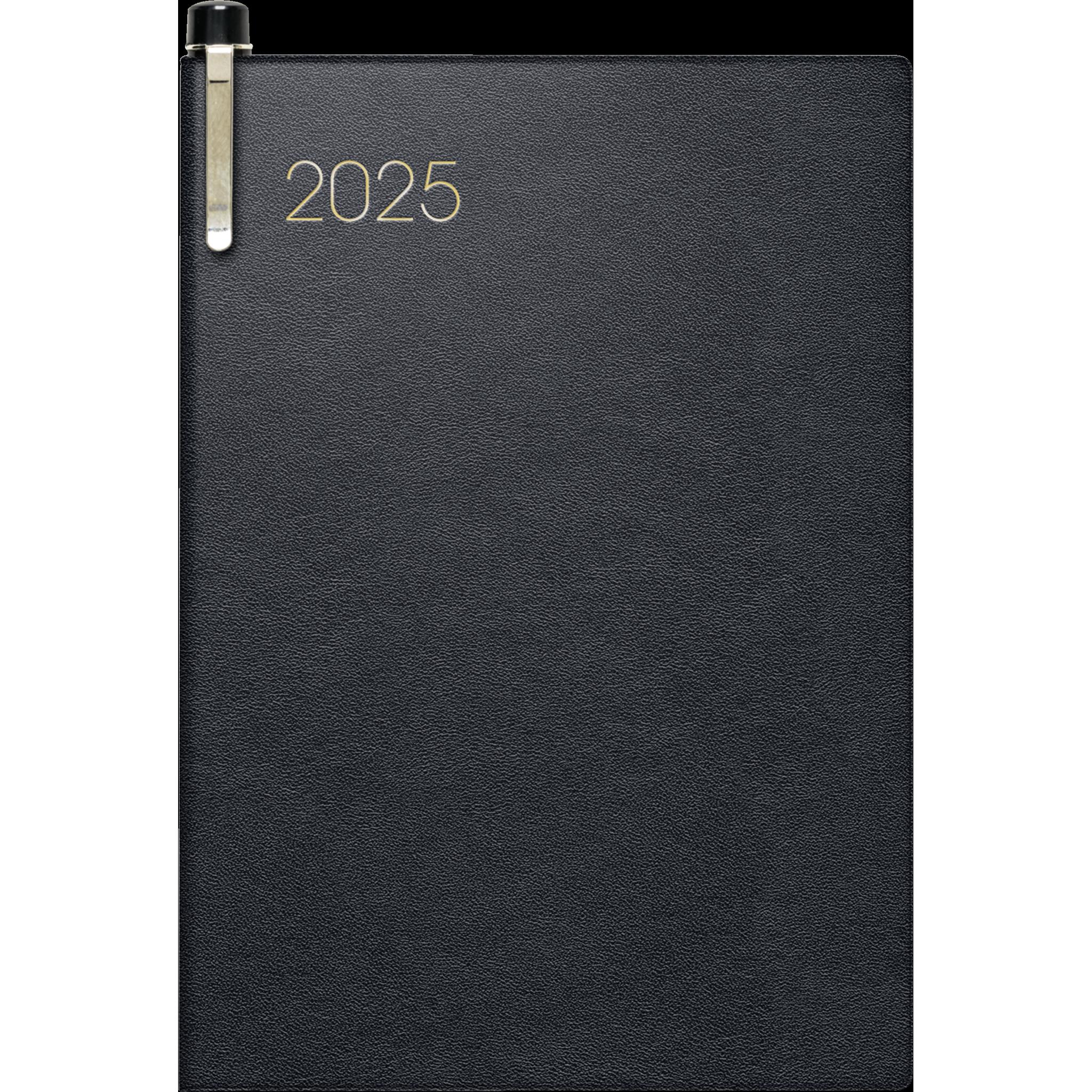 Brunnen, Agenda, Taschenkalender 713 7,2x10,2cm 1 Woche/2 Seiten Leder schwarz 2025