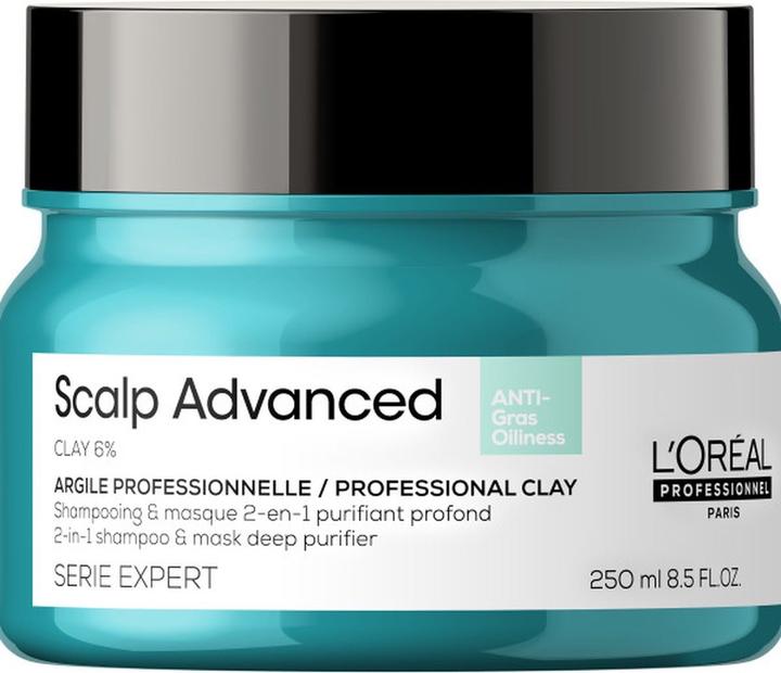 Immagine prodotto L'Oréal Paris L'Oréal Professionnel - Shampoo e maschera per cuoio capelluto grasso 2 in 1 Scalp Advanced (250 ml, Shampoo liquido)