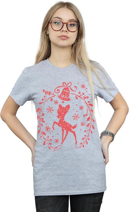 Actual product image Disney Womens/Ladies Bambi Christmas Wreath Cotton Boyfriend T-Shirt (S)