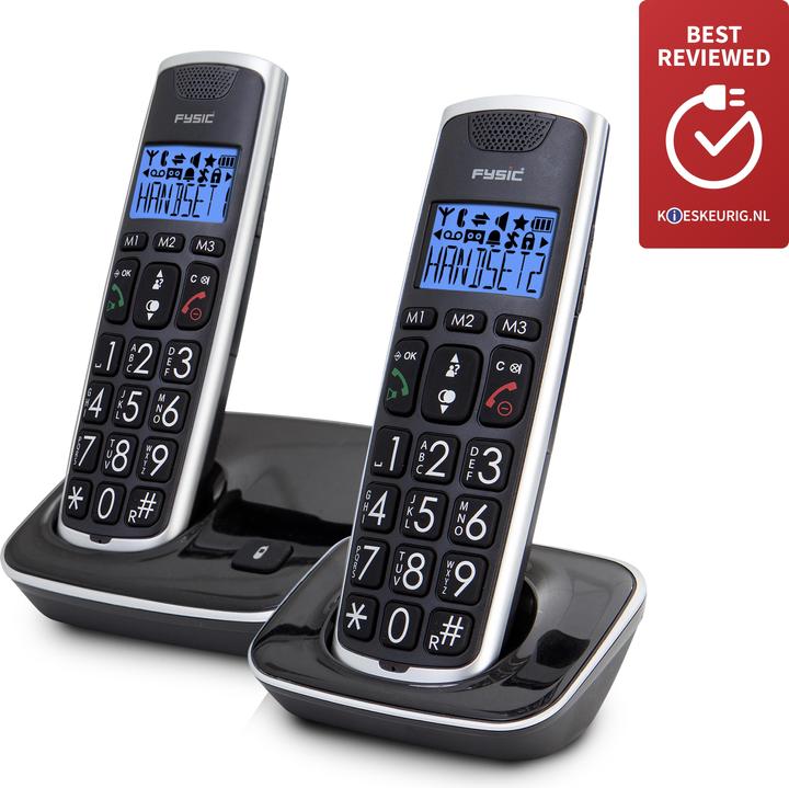 Productafbeelding Fysic FX-6020 - Grote knop Dect telefoon - 2 handsets - Zwart