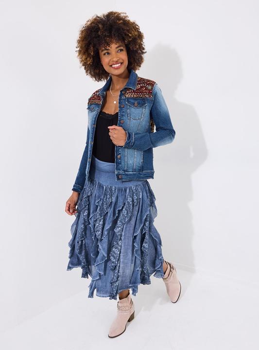 Actual product image Joe Browns LIMITED EDITION Customised Beaded Back Denim Jacket (40)