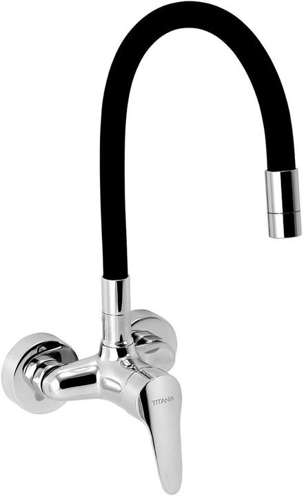 Produktbild Novaservis titania iris new - keukenkraan met flexibele arm, hartafstand 100 mm, zwart/chroom