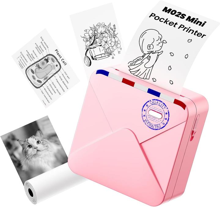 Produktbild Omezizy Mini Bluetooth-Thermodrucker für Smartphone (Thermodirekt, Schwarz-Weiss)