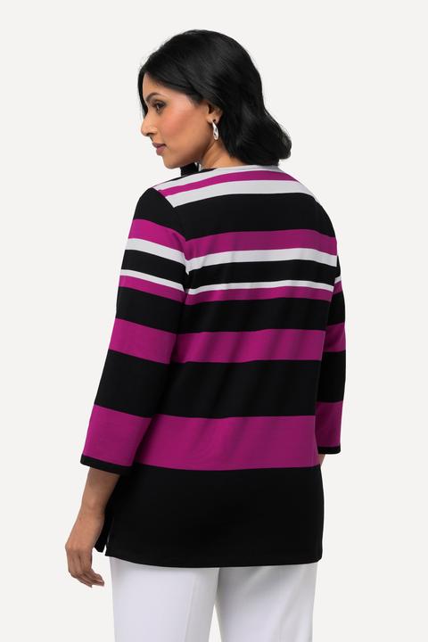 Produktbild Ulla Popken Shirt, Ringel, Rundhals, 3/4-Arm, Pima Cotton (42, 44)