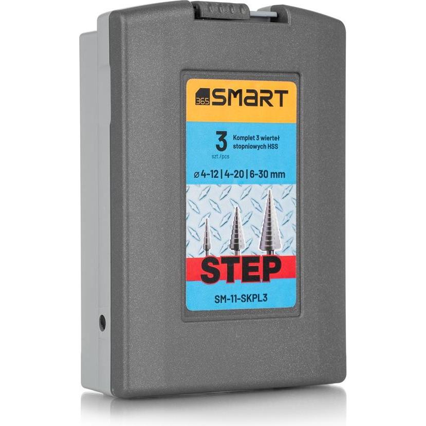 Smart365 kpl. 3 HSS step drill bits 4-30mm 4-12 4-20 6-30 mm (4-30mm) (SM-11-SKPL3)
