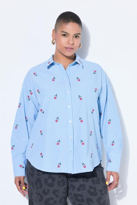 Produktbild Studio Untold Streifenhemd, Oversize Shape, Blüten-Stickmuster (50, 52)