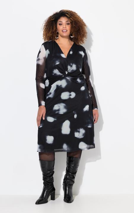 Image du produit Ulla Popken Robe en mesh à col en V et manches longues, avec fond de robe (62)