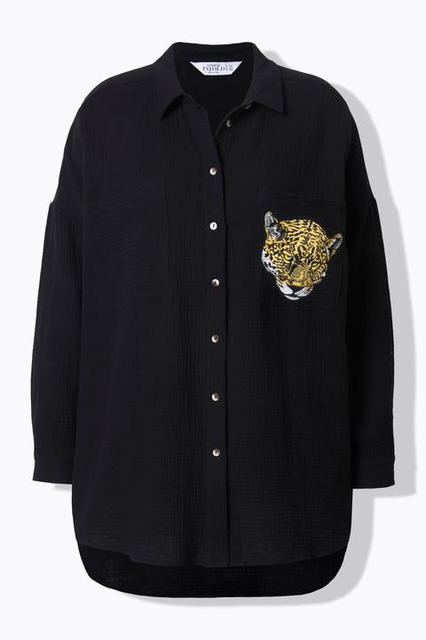 Actual product image Studio Untold Leopard Patch Button Down Tunic Blouse (54)