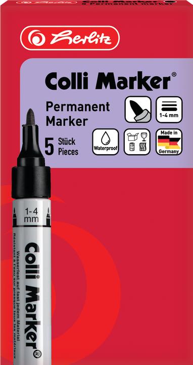 Produktbild Herlitz Permanent-Marker Colli 1-4 mm, 5 Stück, Schwarz (5x)