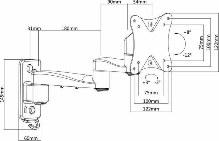 Actual product image E+P Wall mount,tilt/swivel (Wall, 20 kg)