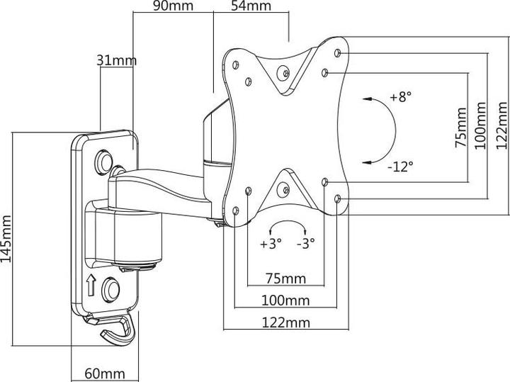 Actual product image E+P Wall mount,tilt/swivel (Wall, 20 kg)