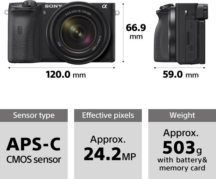 Productafbeelding Sony Alpha 6600 Kit (18 - 135 mm, 24.20 Mpx, APS-C / DX)