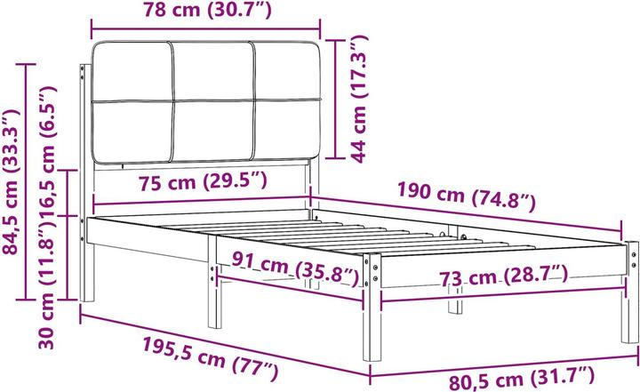 Image du produit vidaXL Bettrahmen (75 x 190 cm)