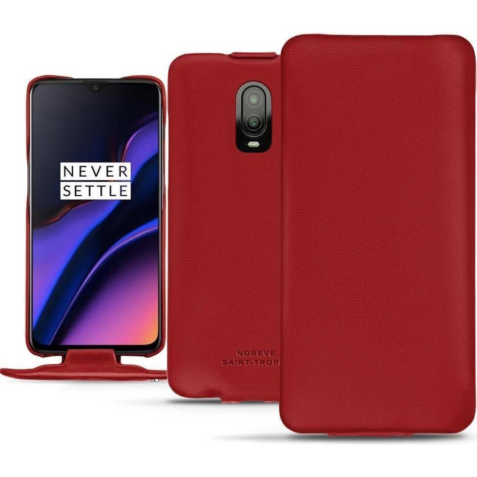 Noreve Lederschutzhülle vertikal (OnePlus 6T), Smartphone Hülle, Rot