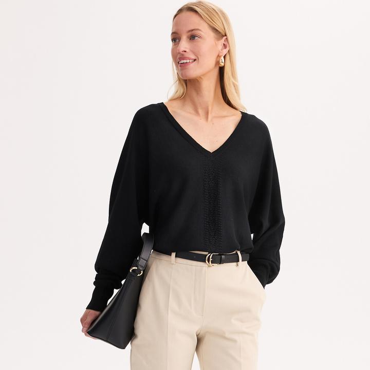 Anne Weyburn V-Ausschnitt-Pullover aus Feinstrick