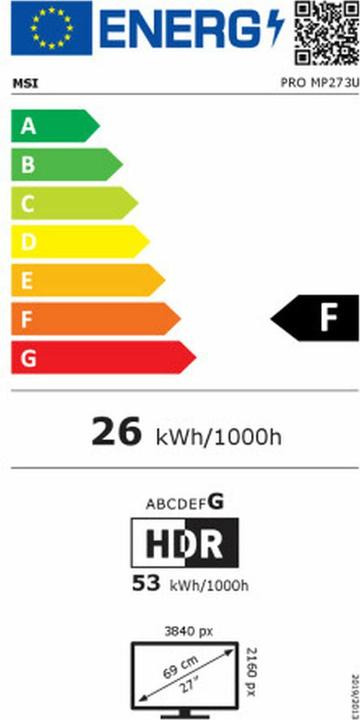 Energie-Label MSI PRO MP273U (3840 x 2160 Pixel, 27")