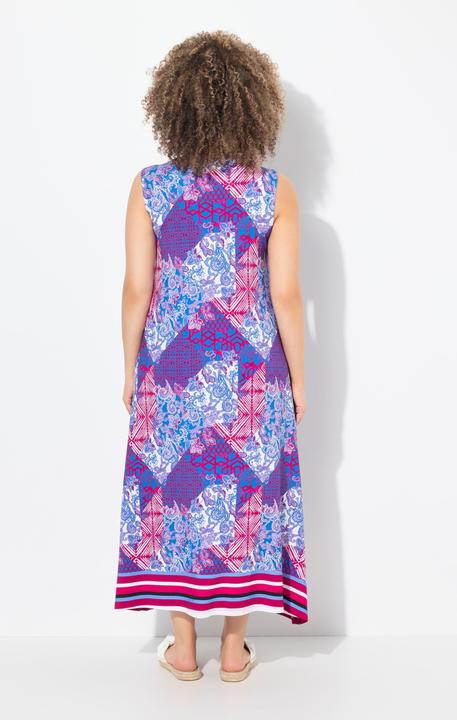Image du produit Ulla Popken Robe maxi sans manches, mélange d'imprimés, décolleté rond et coupe évasée (54)