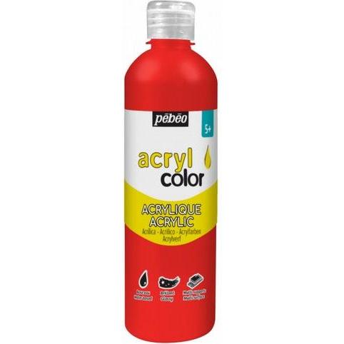 Pebeo, Künstlerfarbe + Bastelfarbe, Acrylcolor (Primärrot, 500 ml)