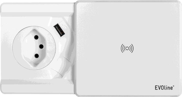 Produktbild Evoline Einbausteckdose Square80 T13 USB-A Qi-Ladestation, Weiss