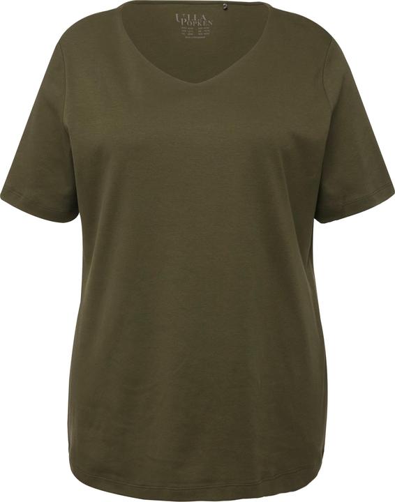 Actual product image Ulla Popken Double Layer Rounded V-Neck Slim Fit Tee (62)