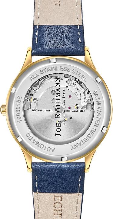 Actual product image John Rothmann Mens Automatic Watch Modern I. Genuine Leather Blue - 26879 (Analogue wristwatch, 40 mm)