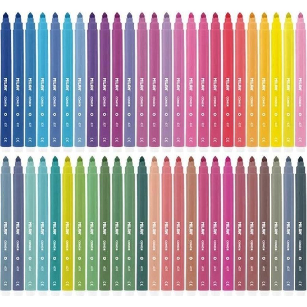 Thumbnail - Milan, Malstifte, Set of 50 tapered felt-tip pens in a transparent folder - WIKR-931277 (Transparent, 50 x)