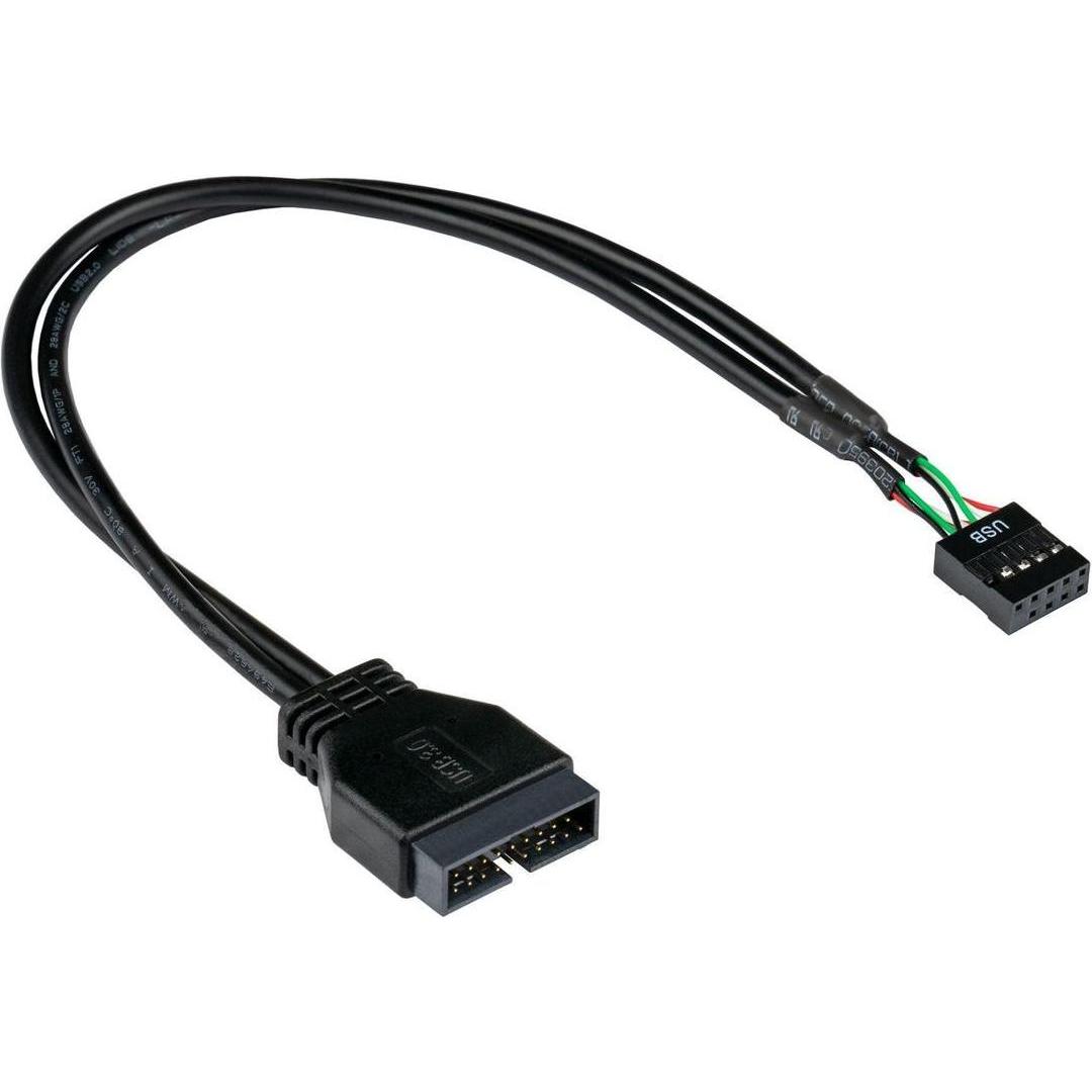 Varia SO-33840 - Adapter intern USB 3.0 Pin-Header Stecker an USB 2.0 Pin-Header Buchse, schwarz, 0,15m, Cavo + Spina elettrica, Nero
