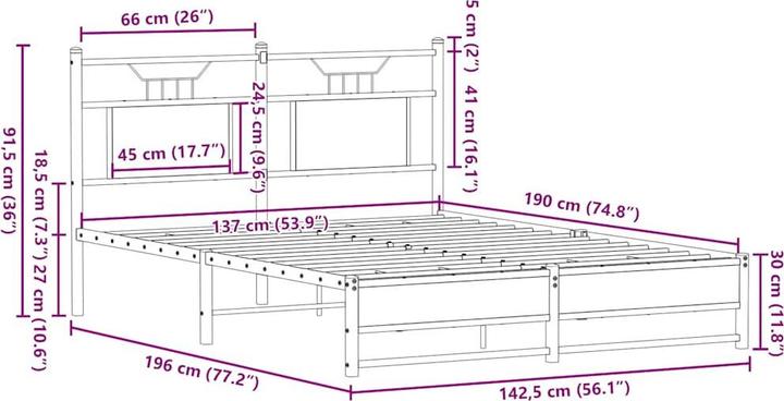 Image du produit vidaXL Bettgestell (137 x 190 cm)