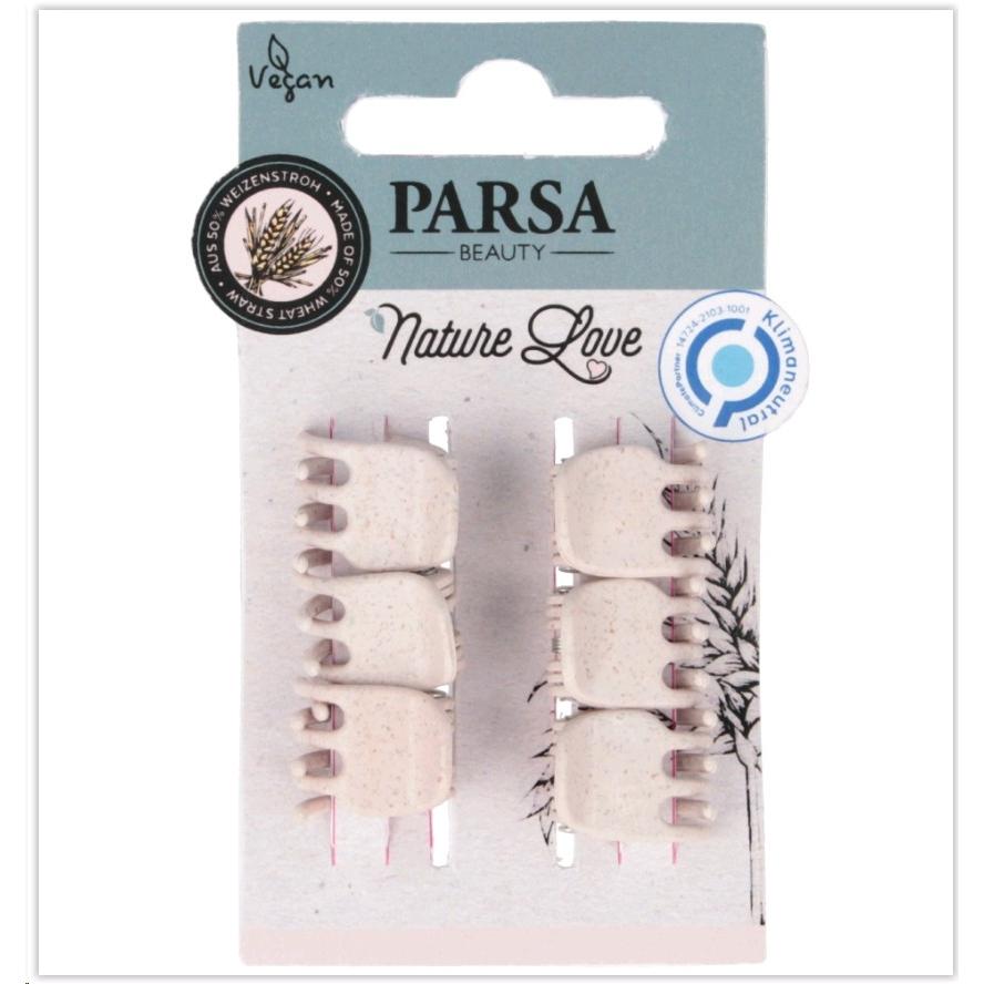 Parsa Beauty, Haarklammer + Haarclips, PARSA Nature Love Haarklammer, rosa Klein, 6 Stk., aus Weizenstroh